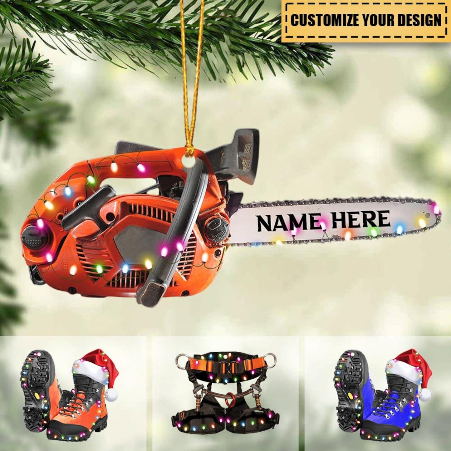 Personalized Arborist Gear & Equipment Christmas Ornament, Custom Name Arborist Ornament ON1051