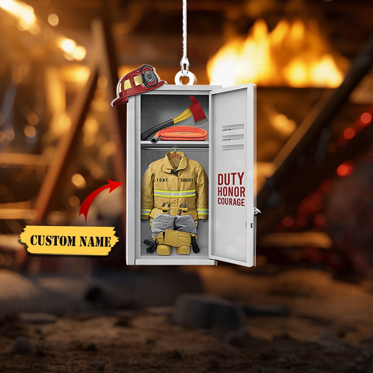 Personalized Firefighter Equipment Locker Ornament, Custom Firefighter Ornament With Name ON0915