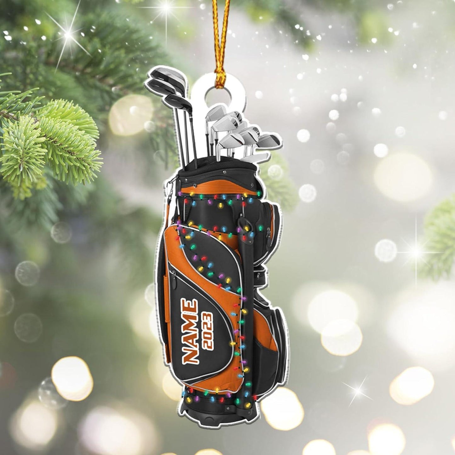 Personalized Golf Bag Light Christmas Ornament, Custom Name Golfer Christmas Ornament ON1081