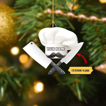 Personalized Chef Hat Christmas Ornament, Custom Name Chef Ornament ON1376