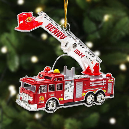 Personalized Fire Truck Christmas Ornament, Custom Firefighter Ornament With Name ON0918