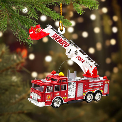 Personalized Fire Truck Christmas Ornament, Custom Firefighter Ornament With Name ON0918