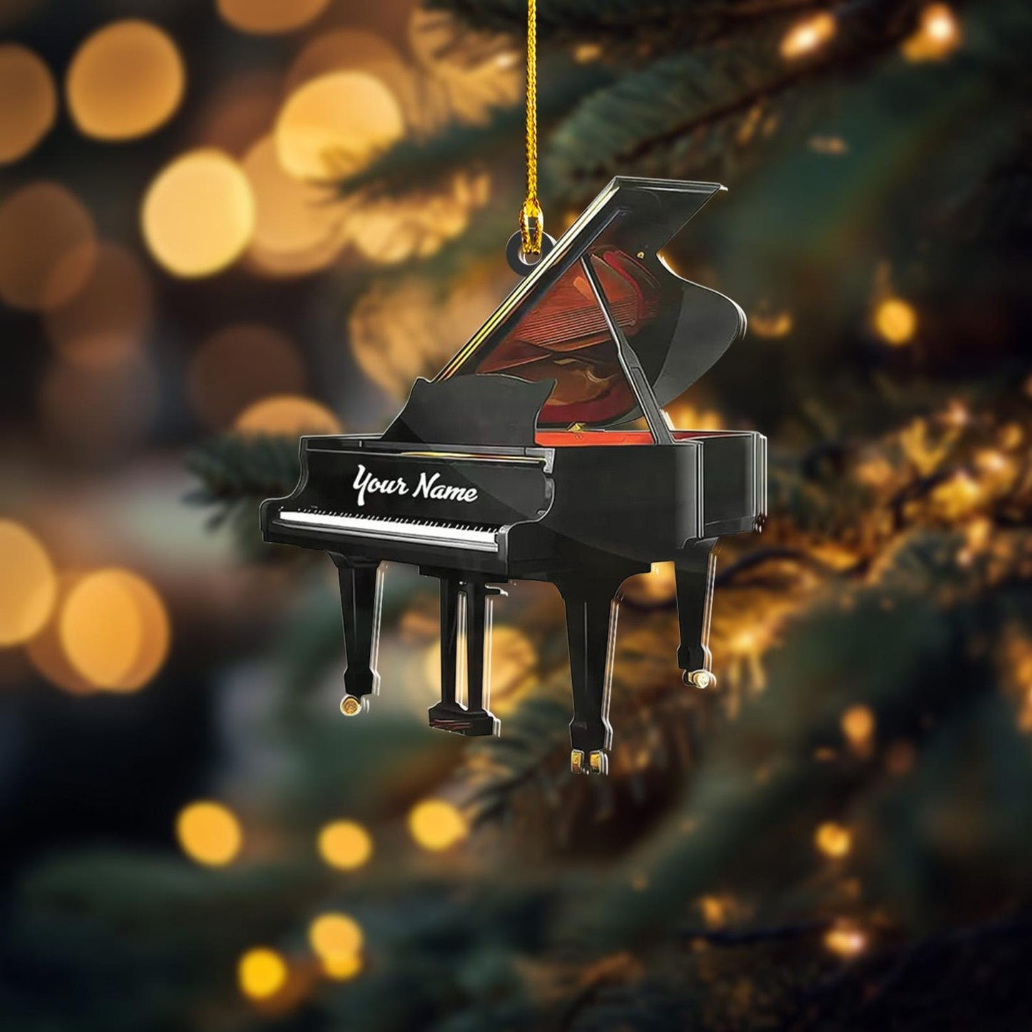 Personalized Piano Christmas Ornament, Custom Name Piano Player Ornament ON1067