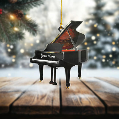 Personalized Piano Christmas Ornament, Custom Name Piano Player Ornament ON1067