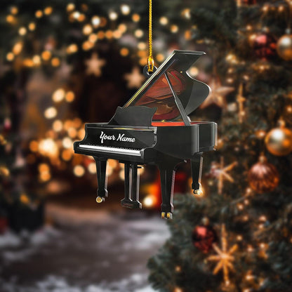 Personalized Piano Christmas Ornament, Custom Name Piano Player Ornament ON1067