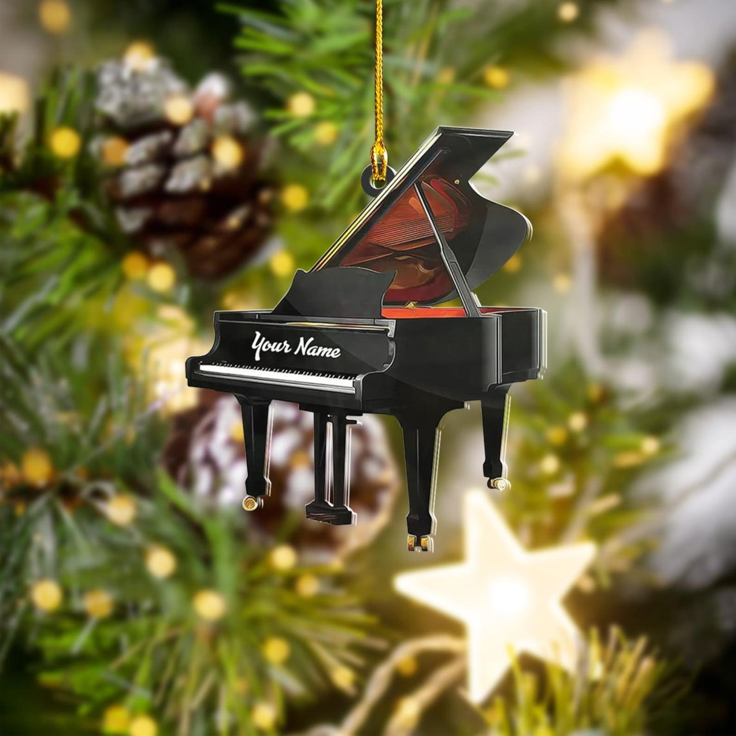 Personalized Piano Christmas Ornament, Custom Name Piano Player Ornament ON1067