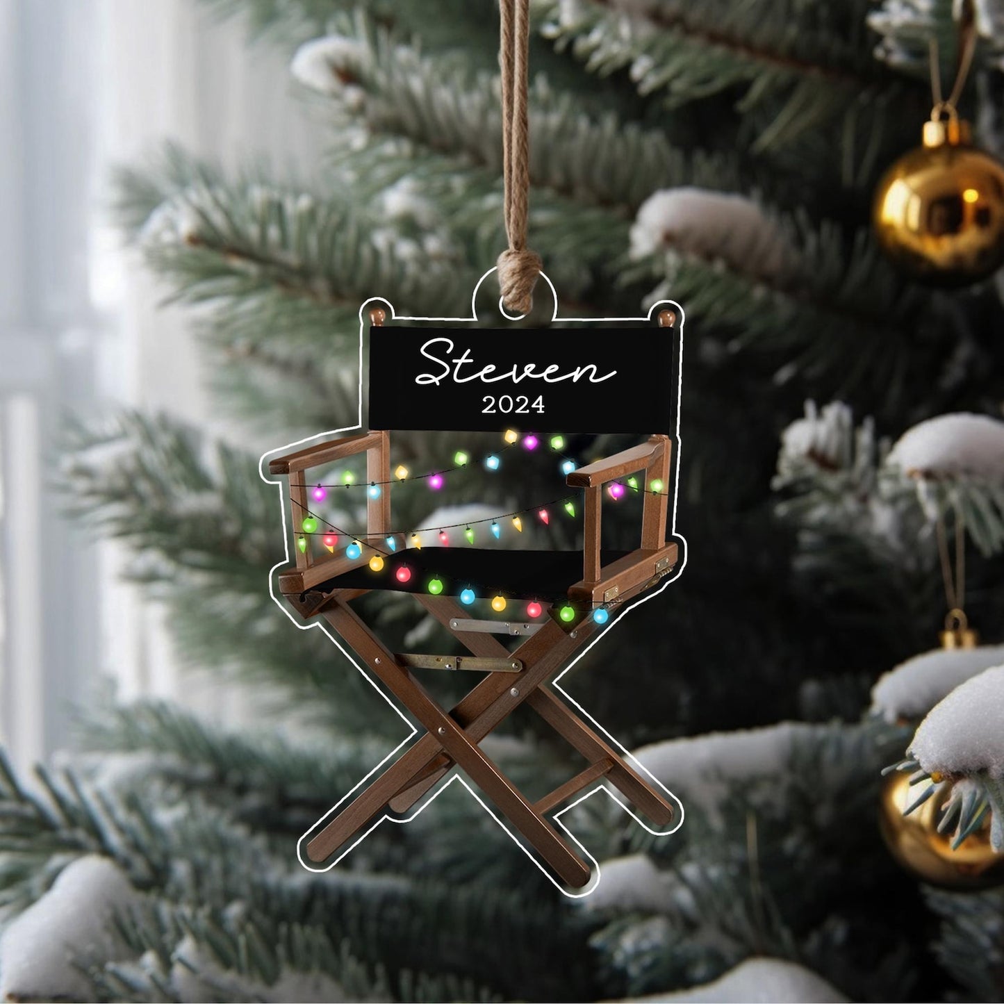 Personalized Director Chair Christmas Light Ornament, Custom Name Loved Chair Ornament ON1267