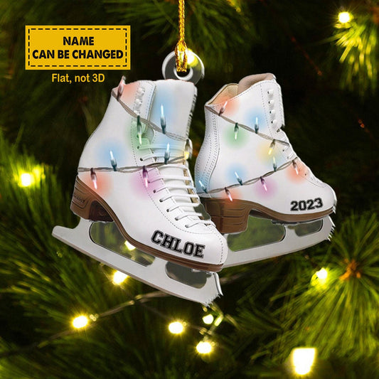 Personalized Ice Skates Christmas Ornament, Custom Name Ice Skater Xmas Ornament ON1472