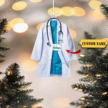 Personalized Doctor Blouse Ornament, Custom Name Doctor Ornament ON0957