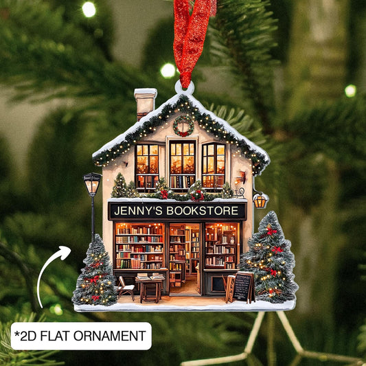 Personalized Book Store Bookish Christmas Ornament, Custom Name Book Lovers Ornament ON1595