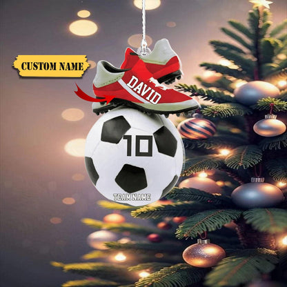 Personalized Soccer Shoes Christmas Ornament 2024, Custom Name Number Soccer Player Ornament ON1337