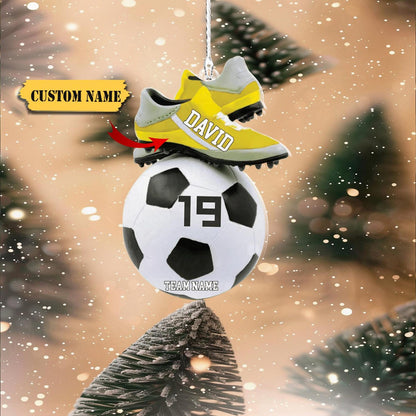 Personalized Soccer Shoes Christmas Ornament 2024, Custom Name Number Soccer Player Ornament ON1337