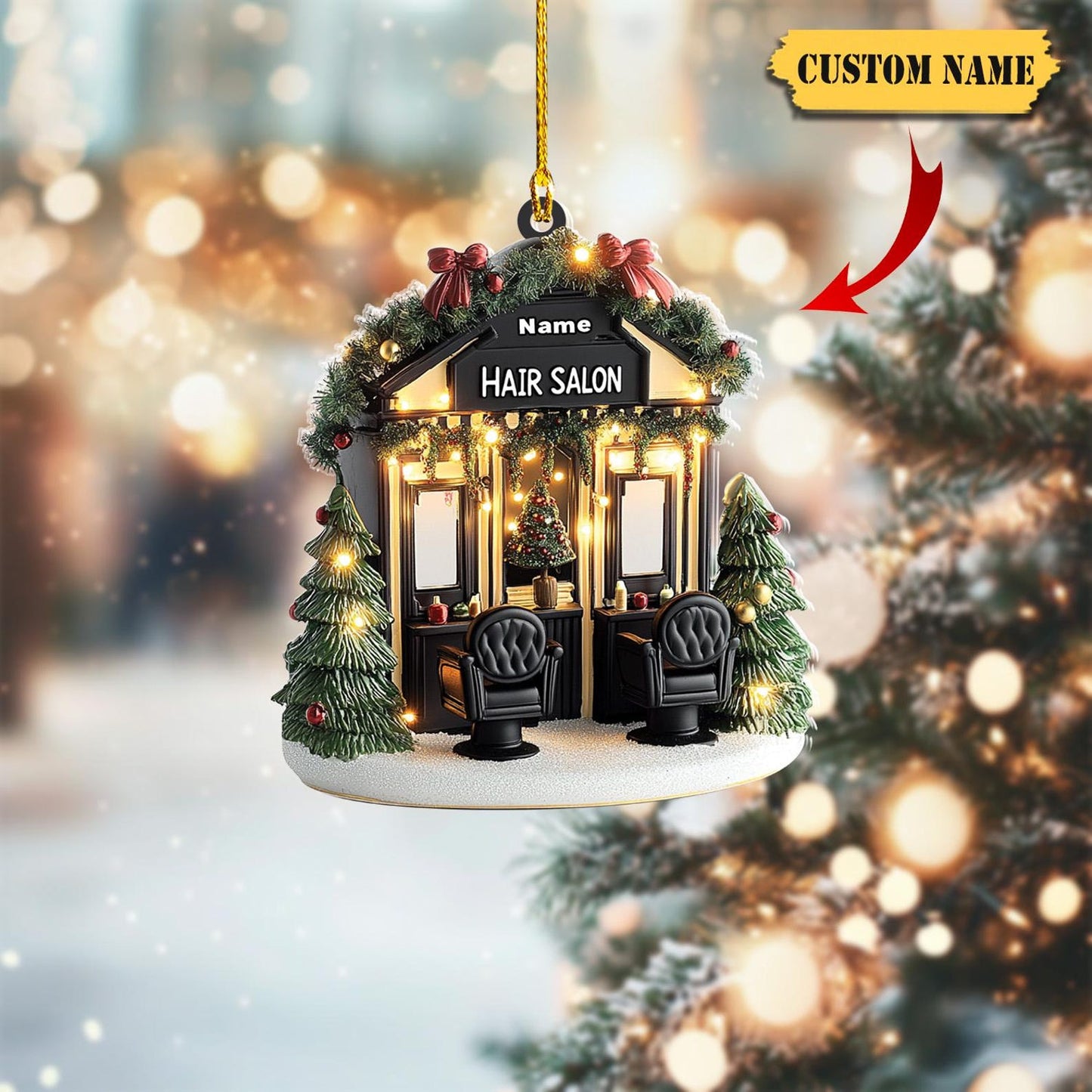 Personalized Hair Salon Christmas Ornament, Custom Name Hairdresser Ornament ON1362