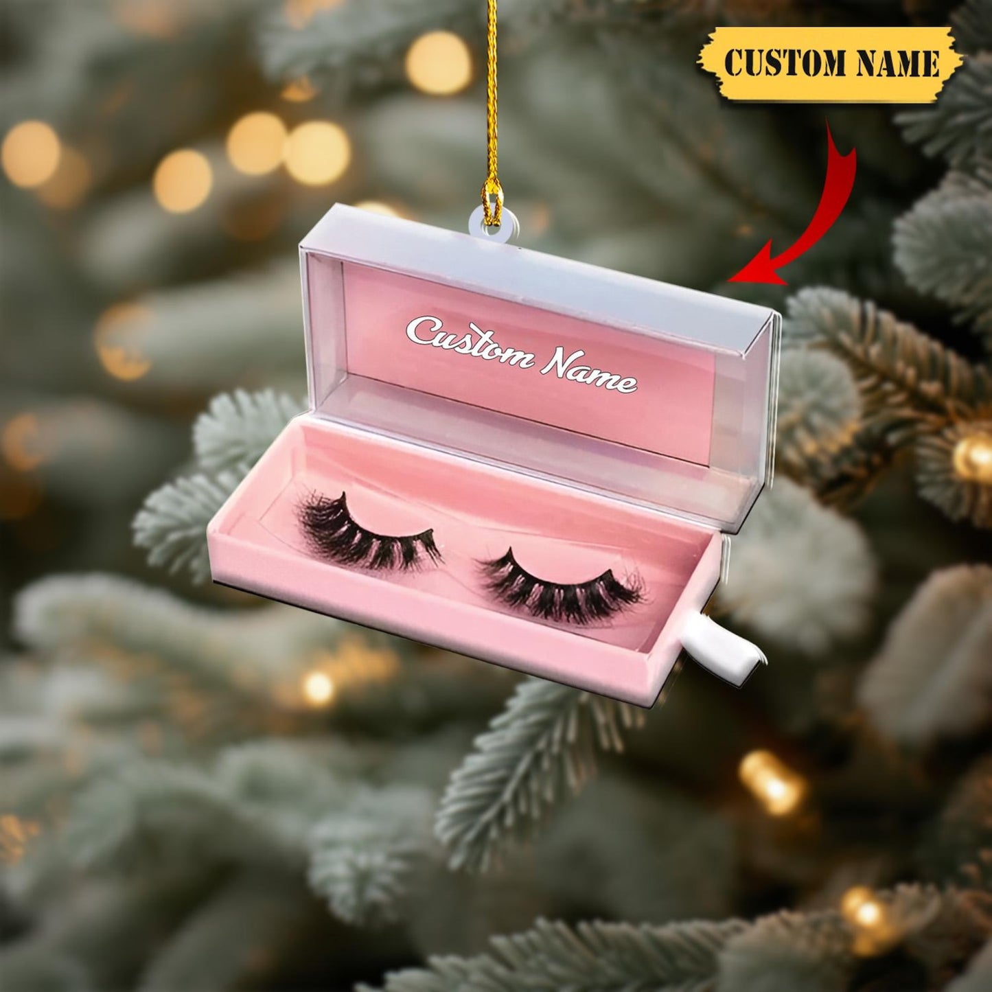 Personalized Eyelashes Box Christmas Ornament, Custom Name Loved Eyelashes Box Ornament ON1358