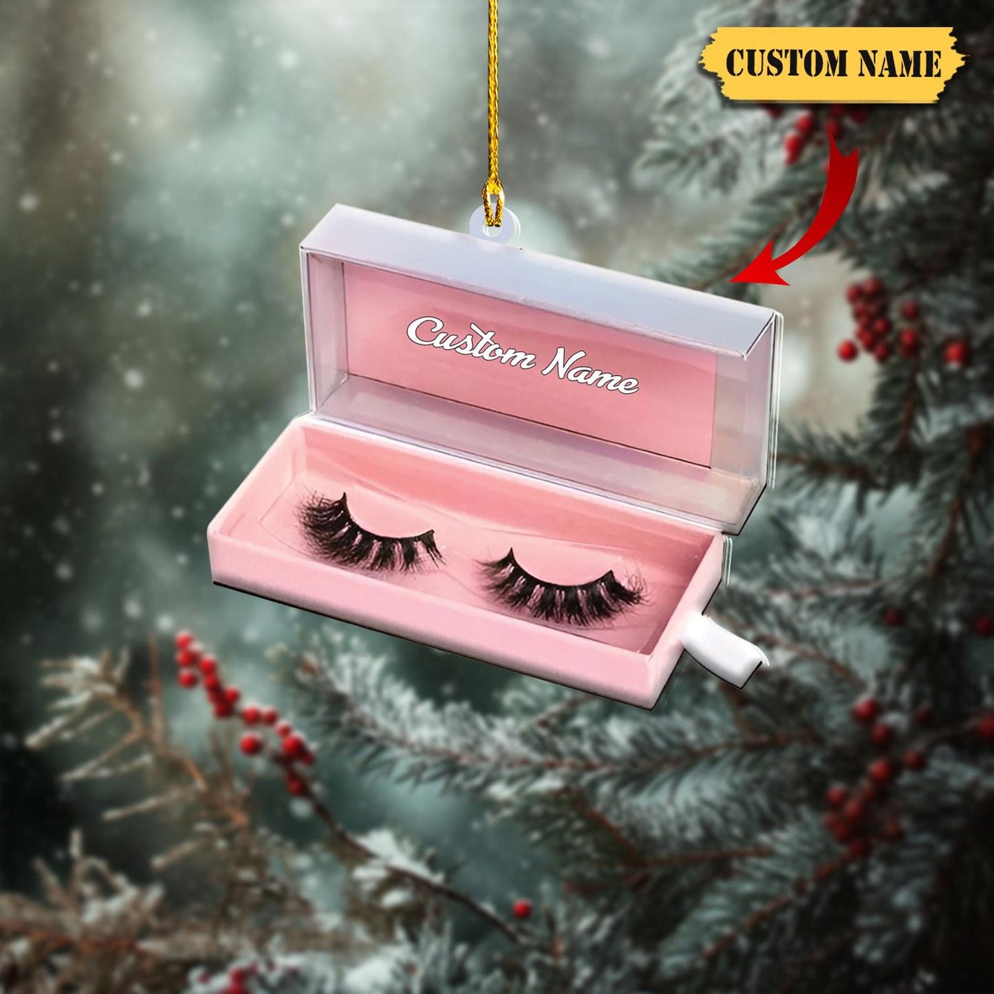 Personalized Eyelashes Box Christmas Ornament, Custom Name Loved Eyelashes Box Ornament ON1358