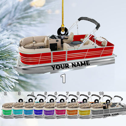 Personalized Pontoon Boat Ornament, Custom Name Pontoon Lover Ornament ON1082