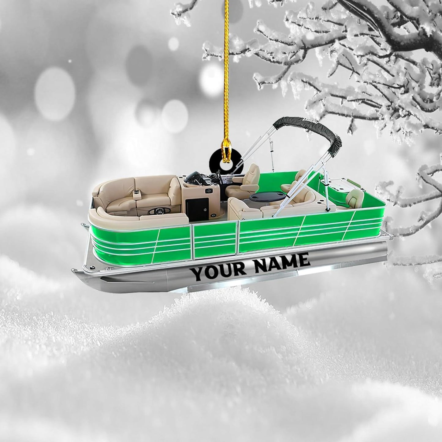 Personalized Pontoon Boat Ornament, Custom Name Pontoon Lover Ornament ON1082