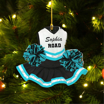 Personalized Cheerleading Pom pom Girl Christmas Ornament, Custom Name Cheerleader Ornament ON1065