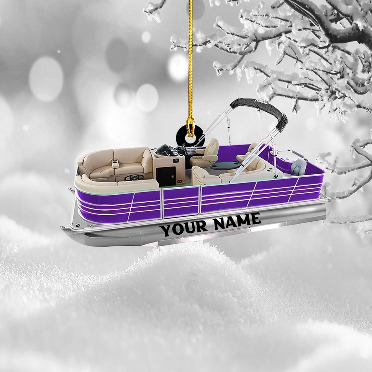 Personalized Pontoon Boat Ornament, Custom Name Pontoon Lover Ornament ON1082