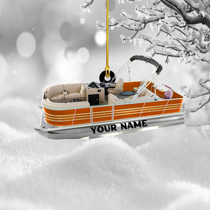 Personalized Pontoon Boat Ornament, Custom Name Pontoon Lover Ornament ON1082