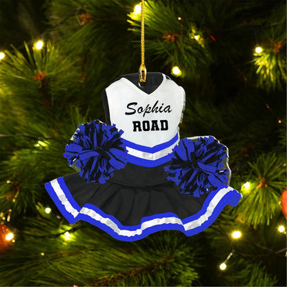 Personalized Cheerleading Pom pom Girl Christmas Ornament, Custom Name Cheerleader Ornament ON1065