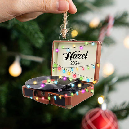 Personalized Vinyl Record Light Christmas Ornament, Custom Name Record Player Ornament ON1268