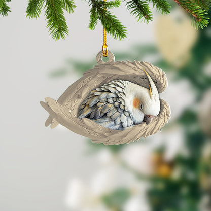 Personalized Cockatiel Sleeping Angel Ornament, Custom Name Cockatiel Angel Lover Ornament ON1587