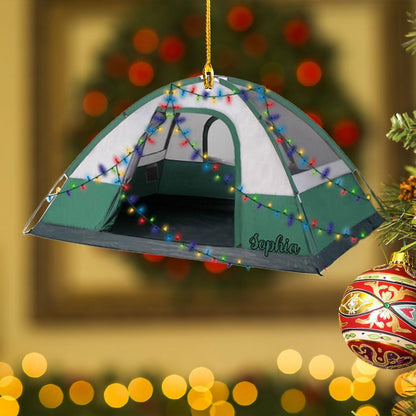 Personalized Camping Tent Christmas Ornament, Custom Name Camper Camping Lover Ornament ON1762