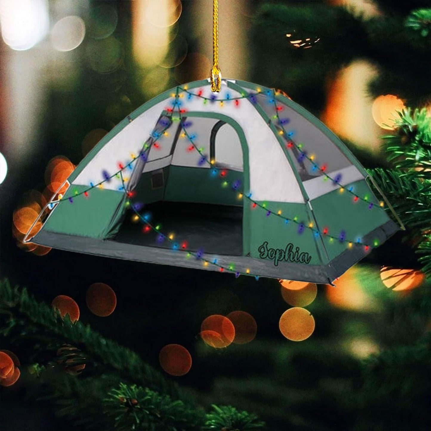 Personalized Camping Tent Christmas Ornament, Custom Name Camper Camping Lover Ornament ON1762