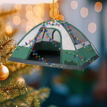 Personalized Camping Tent Christmas Ornament, Custom Name Camper Camping Lover Ornament ON1762