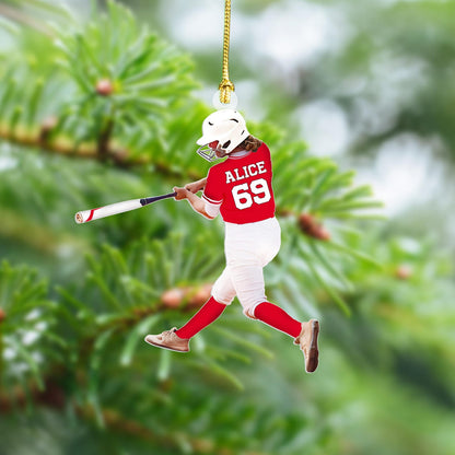 Personalized Baseball Player Christmas Ornament, Custom Name Baseball Ornament ON0868