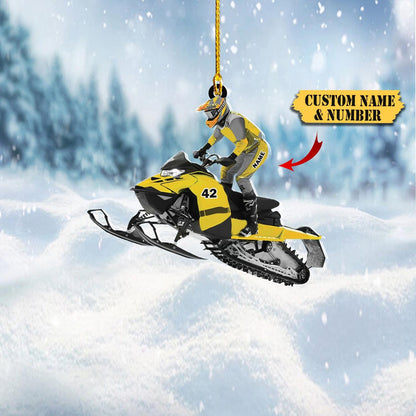 Personalized Snowmobile Rider Ornament, Custom Name Snowmobile Lovers Ornament ON1072