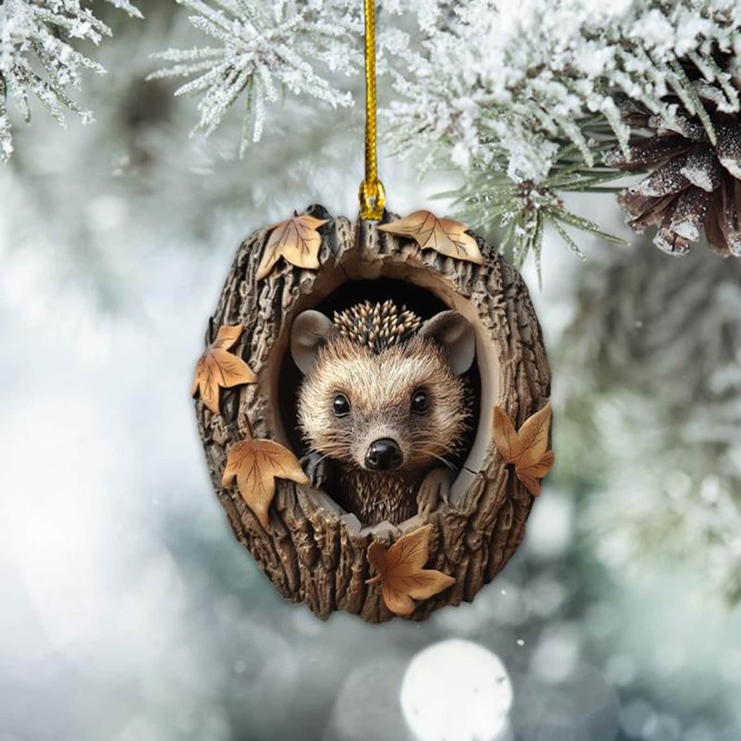 Hedgehog Christmas Ornament, Hedgehog Hanging Christ Tree Ornament ON0849