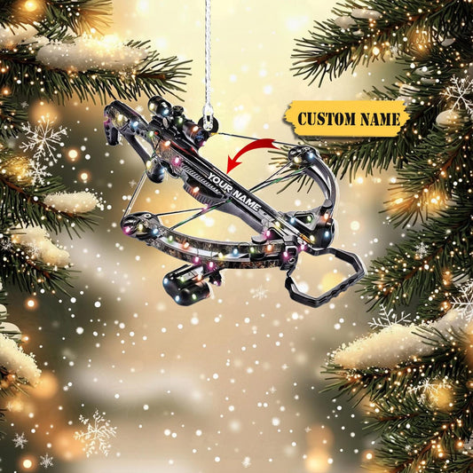 Personalized Old Crossbow Hunting Arrow Light Christmas Ornament, Custom Name Crossbow Hunter Ornament ON0851