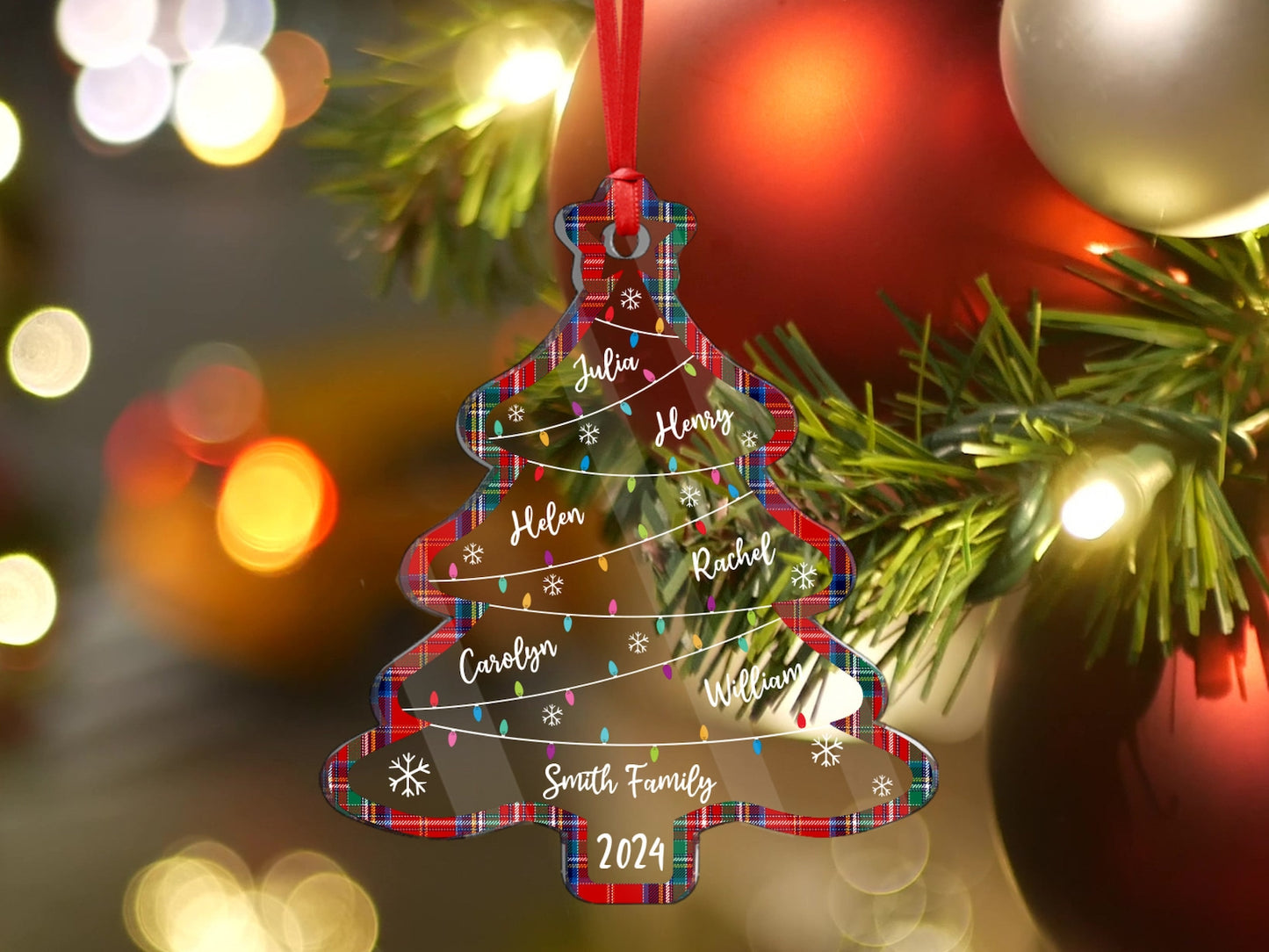 Personalized Family Christmas Tree Ornament 2024, Custom Family Name Member Ornament ON1462