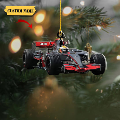 Personalized Formula Car Christmas Ornament, Custom Name Racer Racing Ornament ON0740