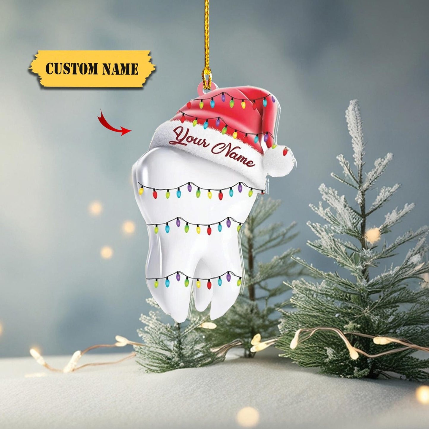 Personalized Dentistry Tooth Decay Christmas Ornament, Custom Name Dentist Ornament ON0737