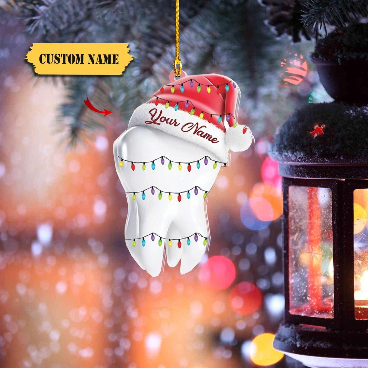 Personalized Dentistry Tooth Decay Christmas Ornament, Custom Name Dentist Ornament ON0737