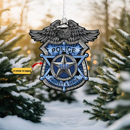 Personalized Police Badge Christmas Ornament, Custom Name Police Ornament ON1350