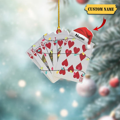 Personalized Playing Card Casino Christmas Ornament, Custom Name Casino Games Ornament ON0941