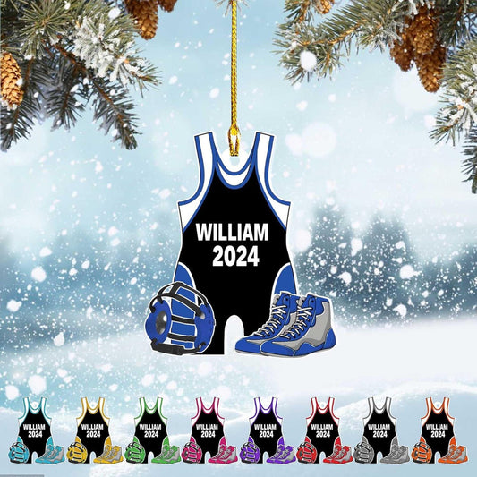 Personalized Wrestling Singlet Ornament, Custom Wrestling Lover Ornament ON1080