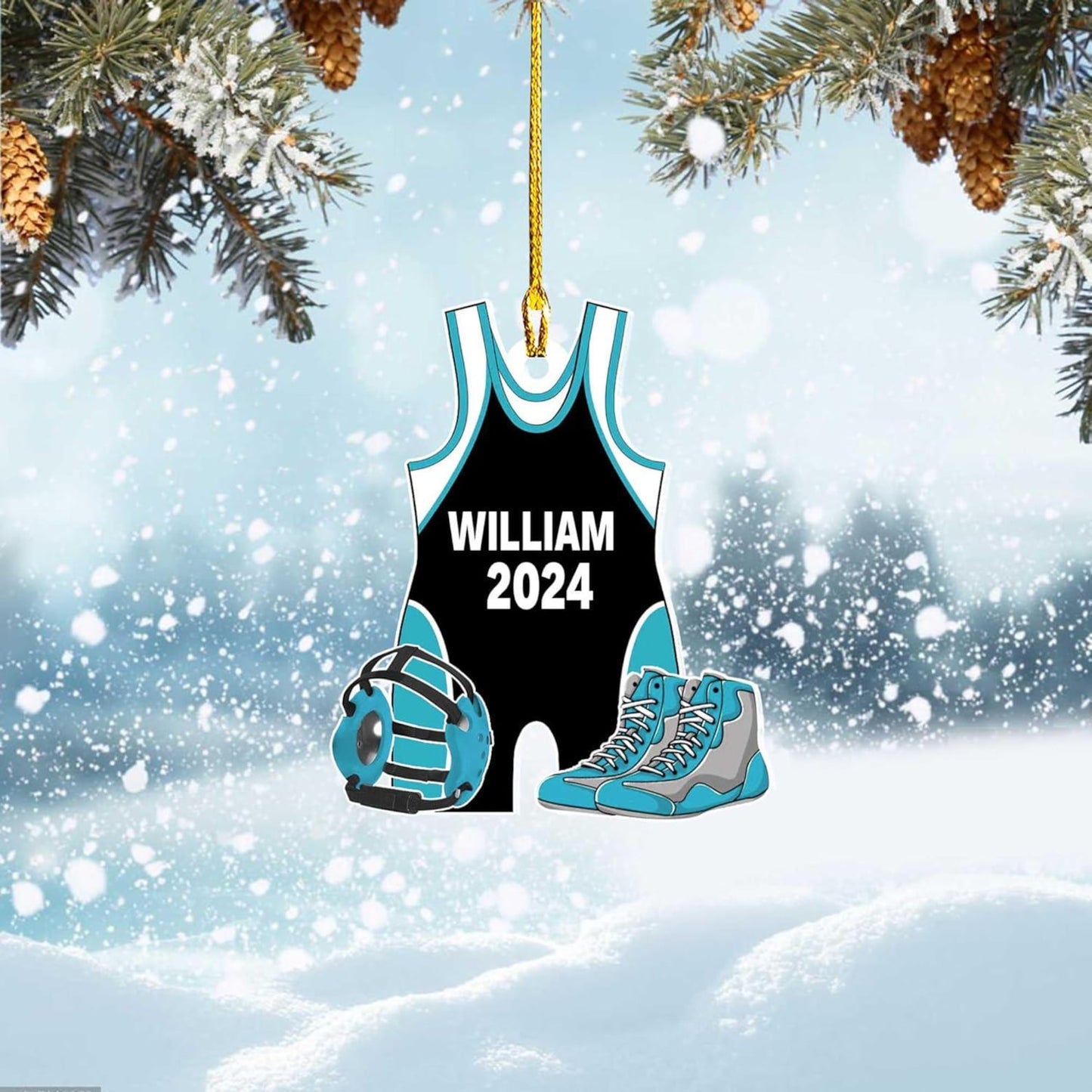 Personalized Wrestling Singlet Ornament, Custom Wrestling Lover Ornament ON1080