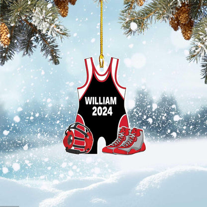 Personalized Wrestling Singlet Ornament, Custom Wrestling Lover Ornament ON1080