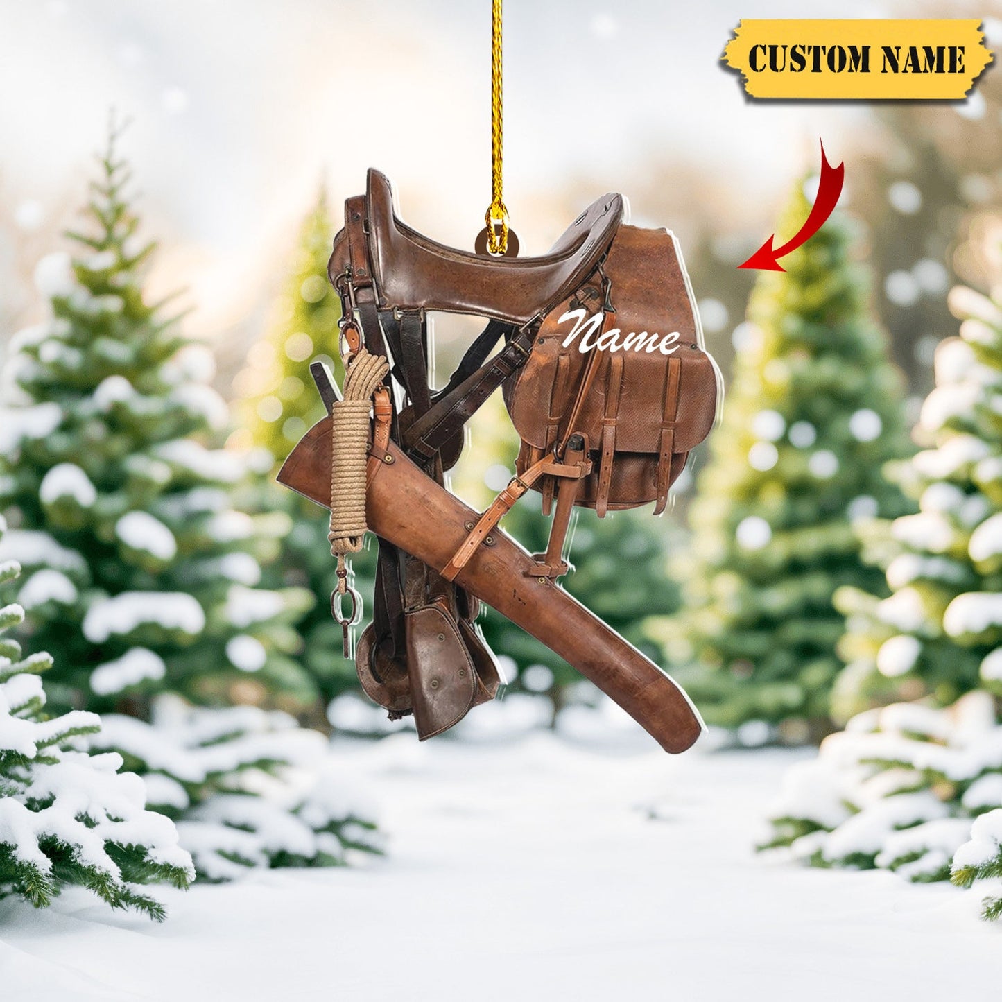 Personalized Cowboy Saddle Ornament, Custom Cow Boy Christmas Ornament ON1107