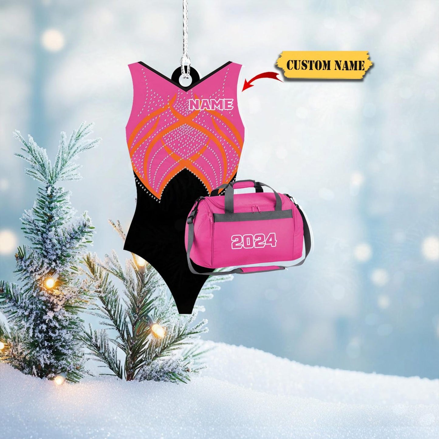 Personalized Women's Gymnastics Christmas Ornament, Custom Name Gymnasts and Fitness Lovers Ornament ON0920