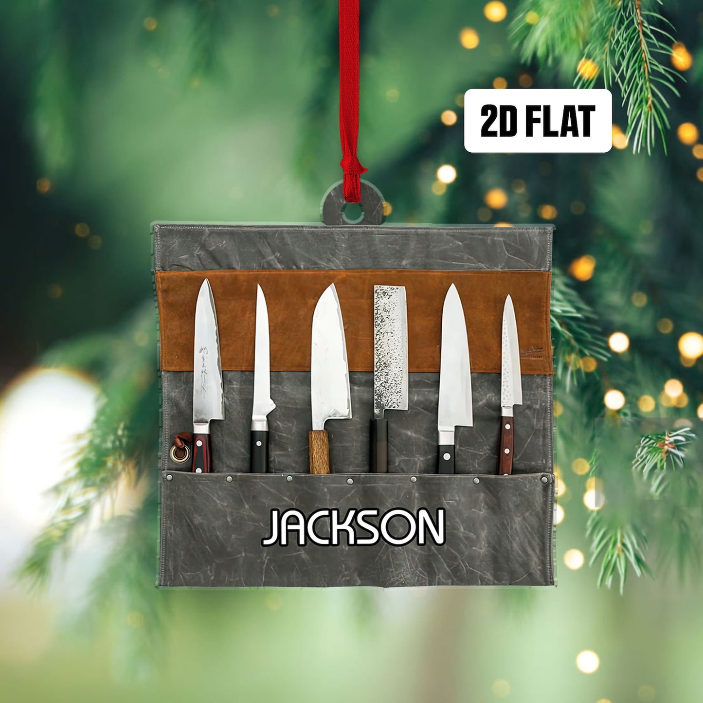 Personalized Chef Knife Set Christmas Ornament, Custom Name Love Cooking Chef Ornament ON1164