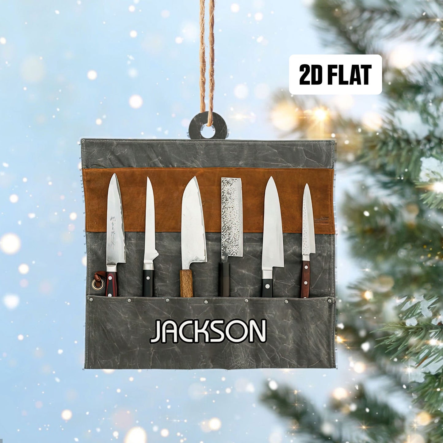 Personalized Chef Knife Set Christmas Ornament, Custom Name Love Cooking Chef Ornament ON1164