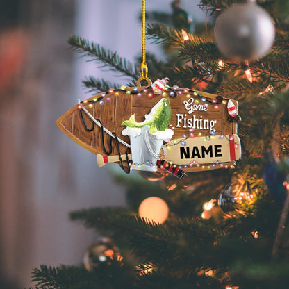 Personalized Gone Fishing Christmas Light Ornament, Custom Name Fishing Lovers, Ornament ON1685