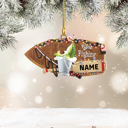 Personalized Gone Fishing Christmas Light Ornament, Custom Name Fishing Lovers, Ornament ON1685