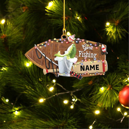 Personalized Gone Fishing Christmas Light Ornament, Custom Name Fishing Lovers, Ornament ON1685